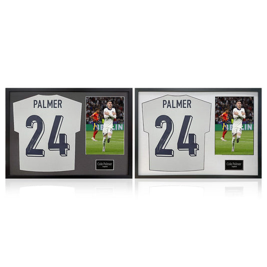 The Fan Cave Cole Palmer signed framed England football shirt with photo 50 x 70 cm
