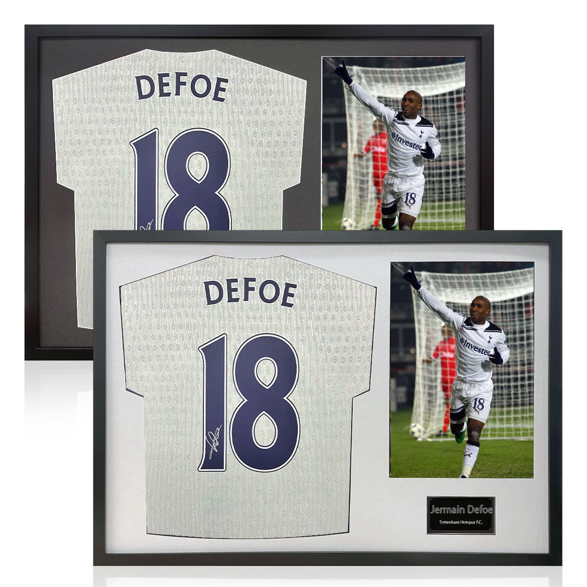 The Fan Cave Jermain Defoe signed framed Tottenham Hotspur football shirt with 1 photo, 50 x 70 cm