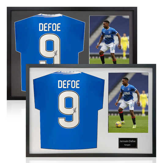 The Fan Cave Jermain Defoe signed framed Rangers football shirt with 1 photo, 50 x 70 cm
