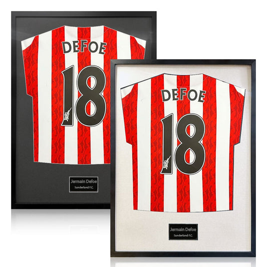 The Fan Cave Jermain Defoe signed framed Sunderland football shirt, 50 x 70 cm