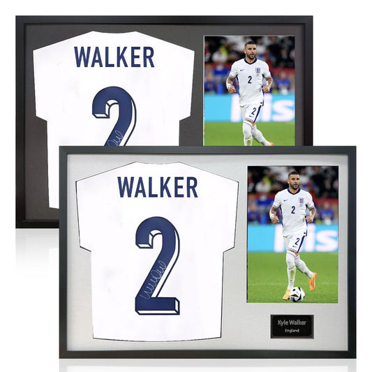 The Fan Cave Kyle Walker signed framed England football shirt with 1 photo, 50 x 70 cm