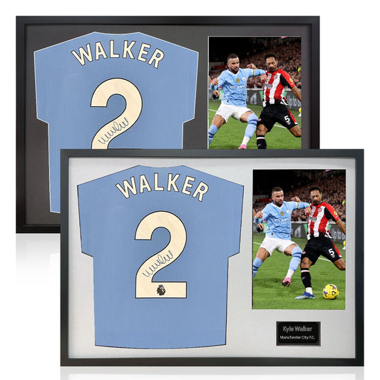 The Fan Cave Kyle Walker signed framed Manchester City football shirt with photo 50 x 70 cm