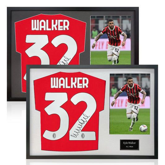 The Fan Cave Kyle Walker signed framed AC Milan football shirt with photo 50 x 70 cm