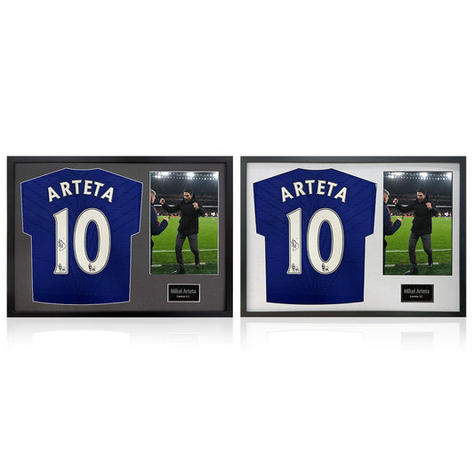 The Fan Cave Mikel Arteta signed framed Everton football shirt with photo 50 x 70 cm