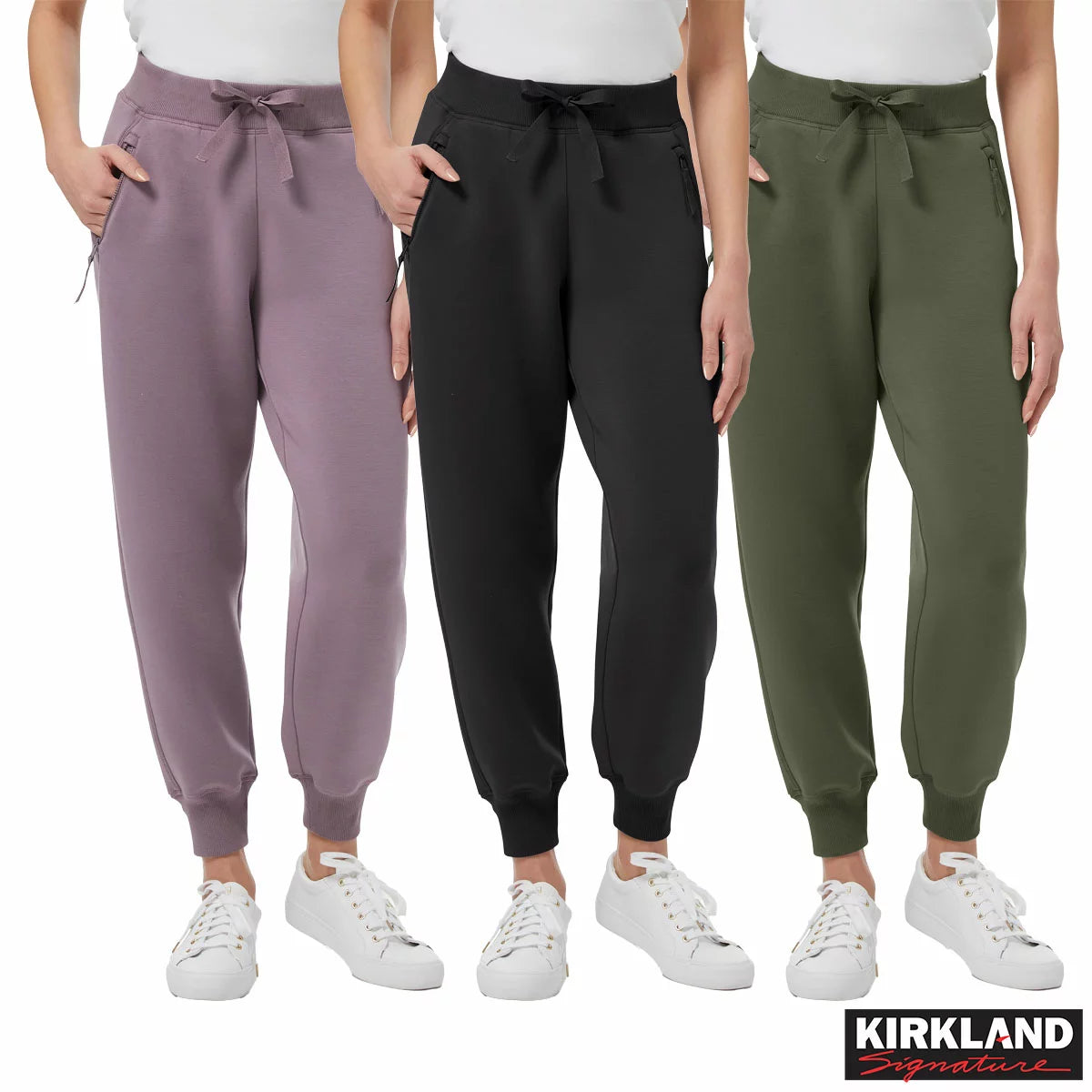 Kirkland Signature Ladies Active Joggers in 3 colours and 5 sizes with comfortable stretch fabric and elastic waistband