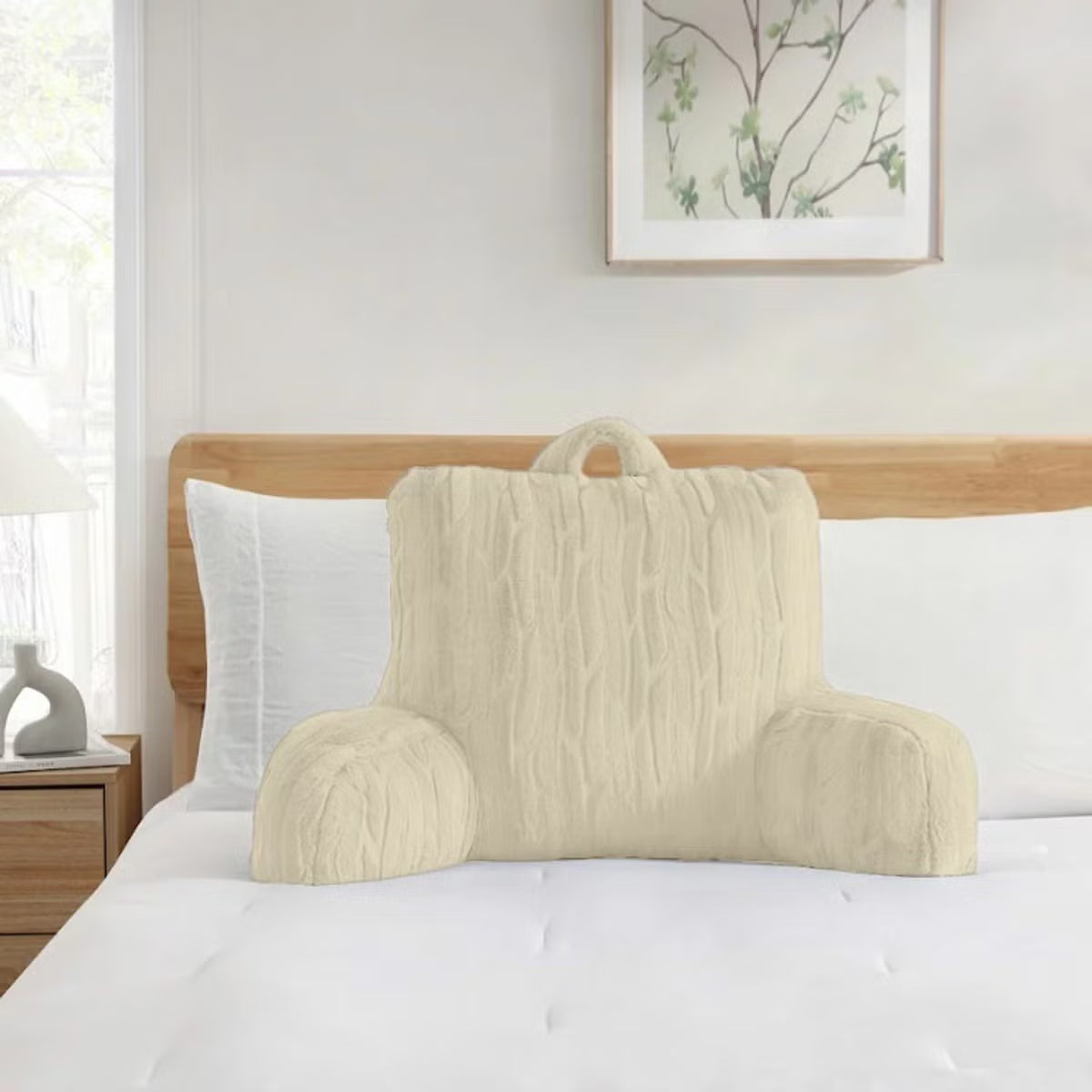 Sutton Place Echo Faux Suede Backrest Pillow – Ergonomic Armrest Lounger