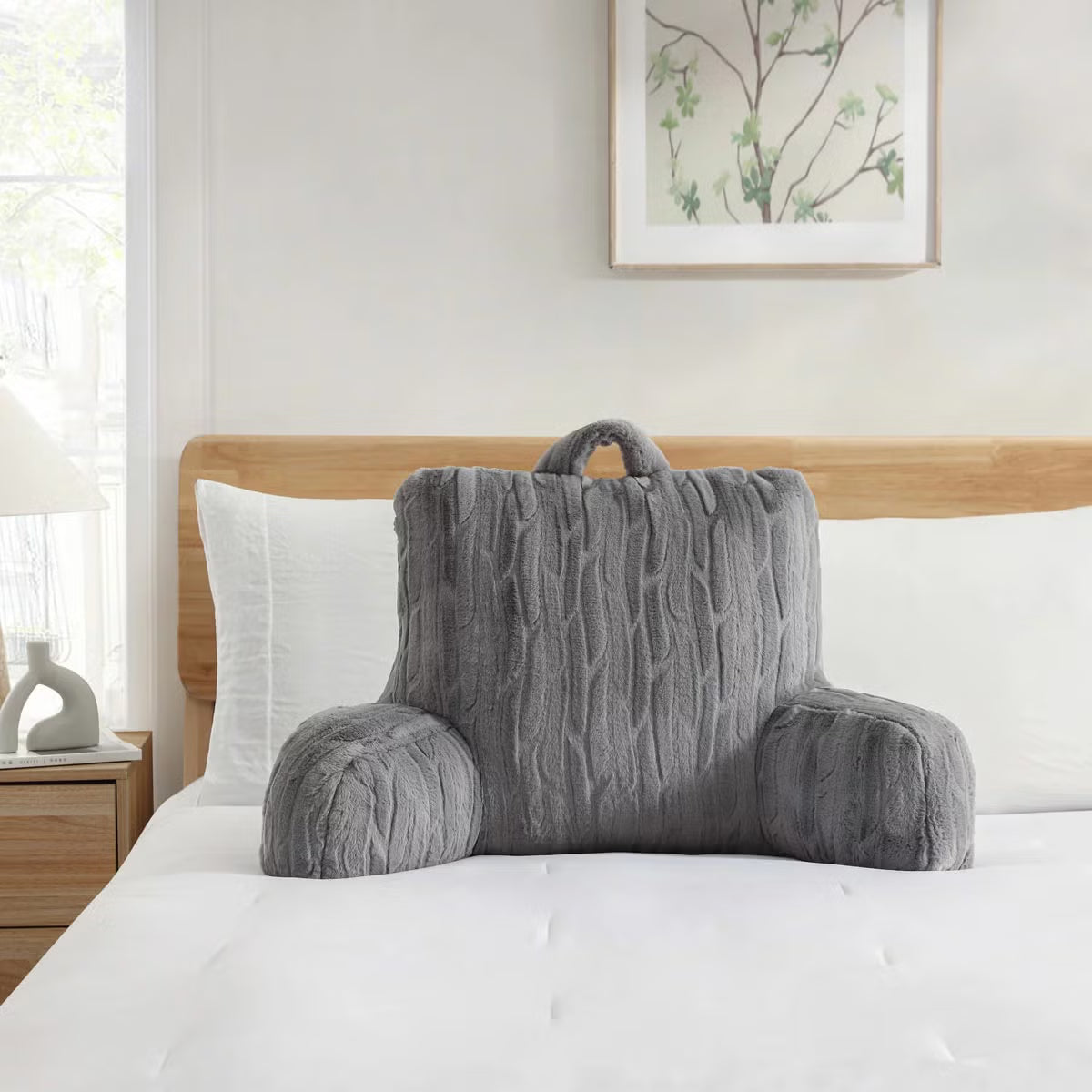 Sutton Place Echo Faux Suede Backrest Pillow – Ergonomic Armrest Lounger
