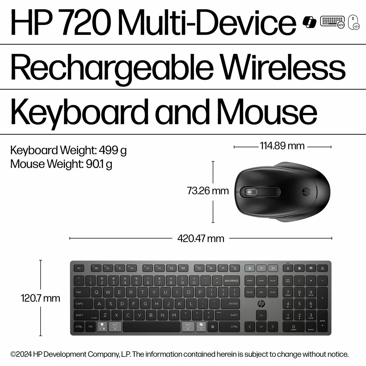 HP Multi-Device Ultra-Fast Rechargeable Wireless Keyboard and Mouse Combo | Seamless Multi-Device Control