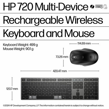 HP Multi-Device Ultra-Fast Rechargeable Wireless Keyboard and Mouse Combo | Seamless Multi-Device Control