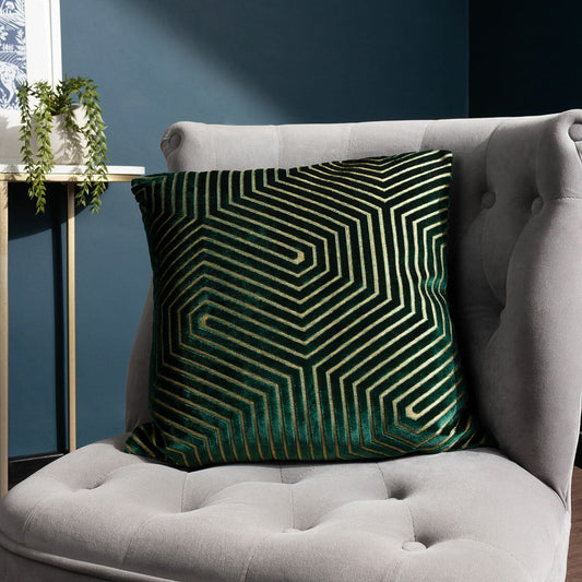 Paoletti Evoke cut velvet chevron feather filled cushion 45 x 45 cm 2 pack