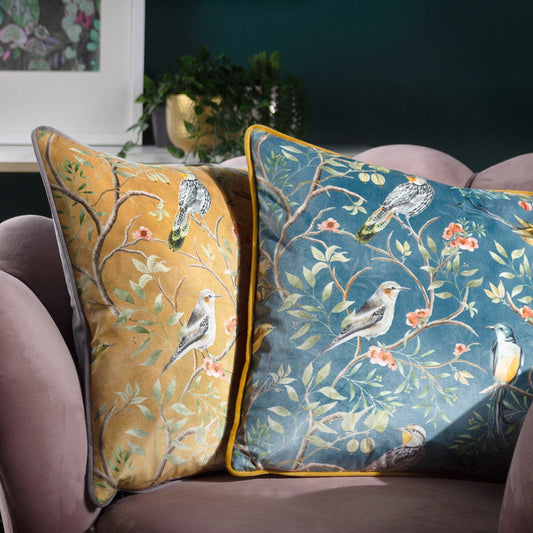 Wylder Chinoiserie velvet feather filled cushions 43 x 43 cm pack of 2