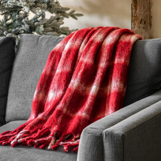 Gallery Heritage Check faux mohair throw, 130 x 170 cm