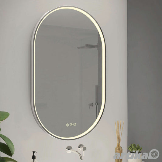 Artika Royce Oval LED Chrome Bathroom Mirror with Demister