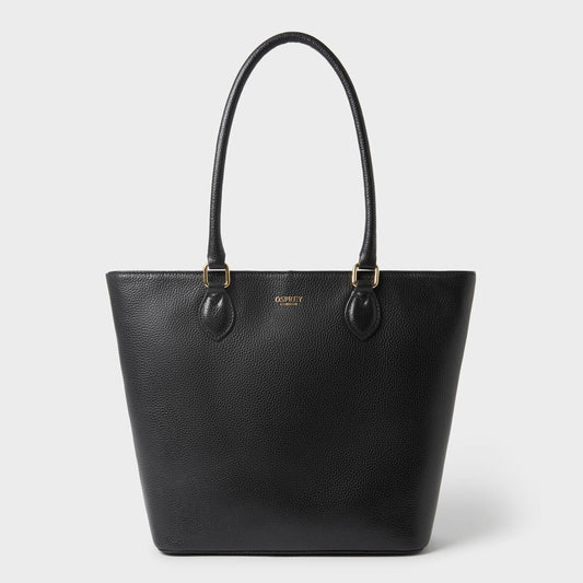 Osprey London Charlton black leather tote bag