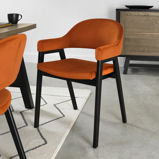 Bentley Designs Camden peppercorn rust velvet dining armchair, pack of 2