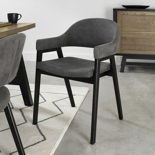 Bentley Designs Camden peppercorn grey fabric dining armchair, pack of 2