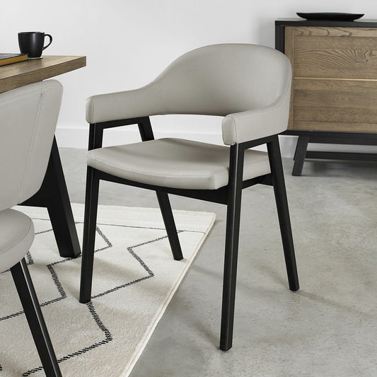 Bentley Designs Camden peppercorn grey leather dining armchair, pack of 2