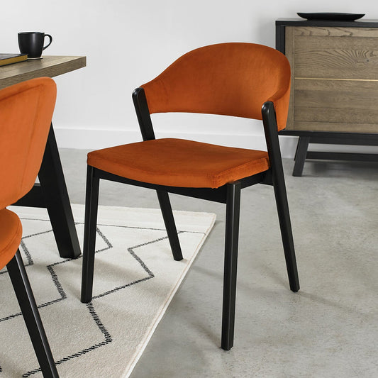 Bentley Designs Camden peppercorn rust velvet dining chair, pack of 2