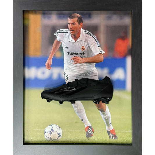 Allstarsignings Zinedine Zidane signed framed Real Madrid Adidas football boot