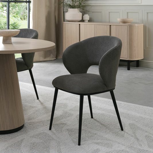 Bentley Designs Luca grey fabric dining chair, pack of 2