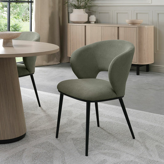 Bentley Designs Luca green fabric dining chairs, 2 pack