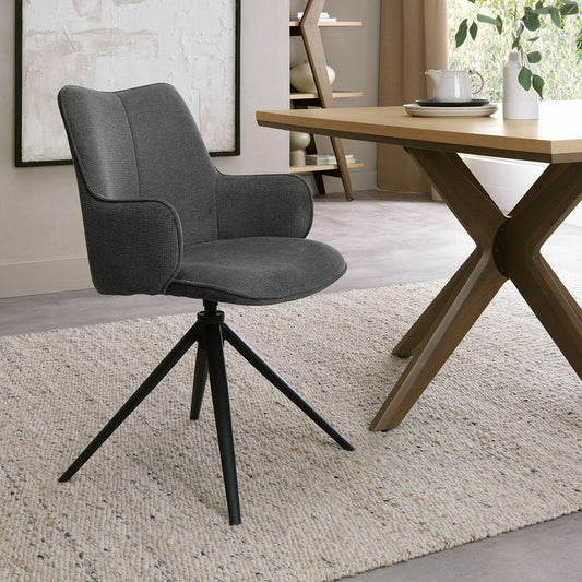 Bentley Designs Rowan grey fabric swivel dining chair