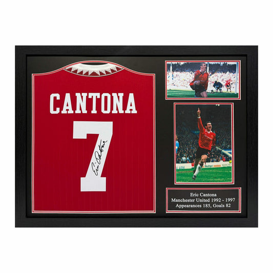 Allstarsignings Eric Cantona signed framed Manchester United 2022/23 shirt 80 x 60 cm