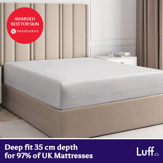 Luff SilverLining organic bamboo deep fitted sheet, light grey, 1000 thread count