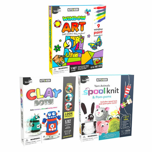 Kids craft kit Window Art, Yarn Animals or Clay Bots