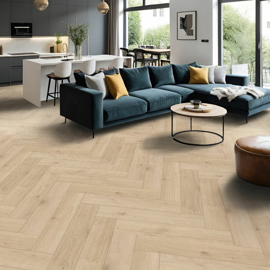 Golden Select Juliet Oak AC5 herringbone laminate flooring, 8mm