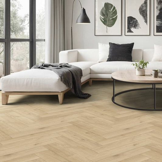 Golden Select Verona Oak herringbone AC5 laminate flooring 8mm
