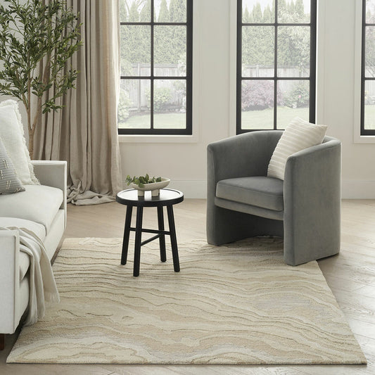 Nourison Graceful hand-tufted wool rug beige 10 mm high-low pile