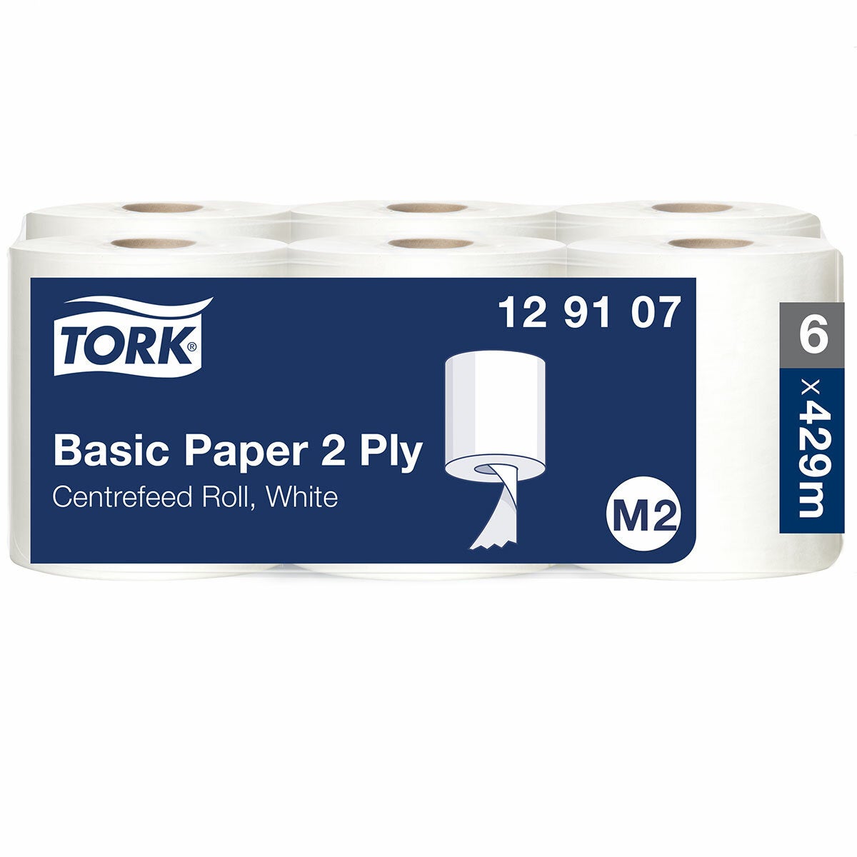 Tork Basic Centrefeed 2-Ply White Paper Rolls 6 x 150m
