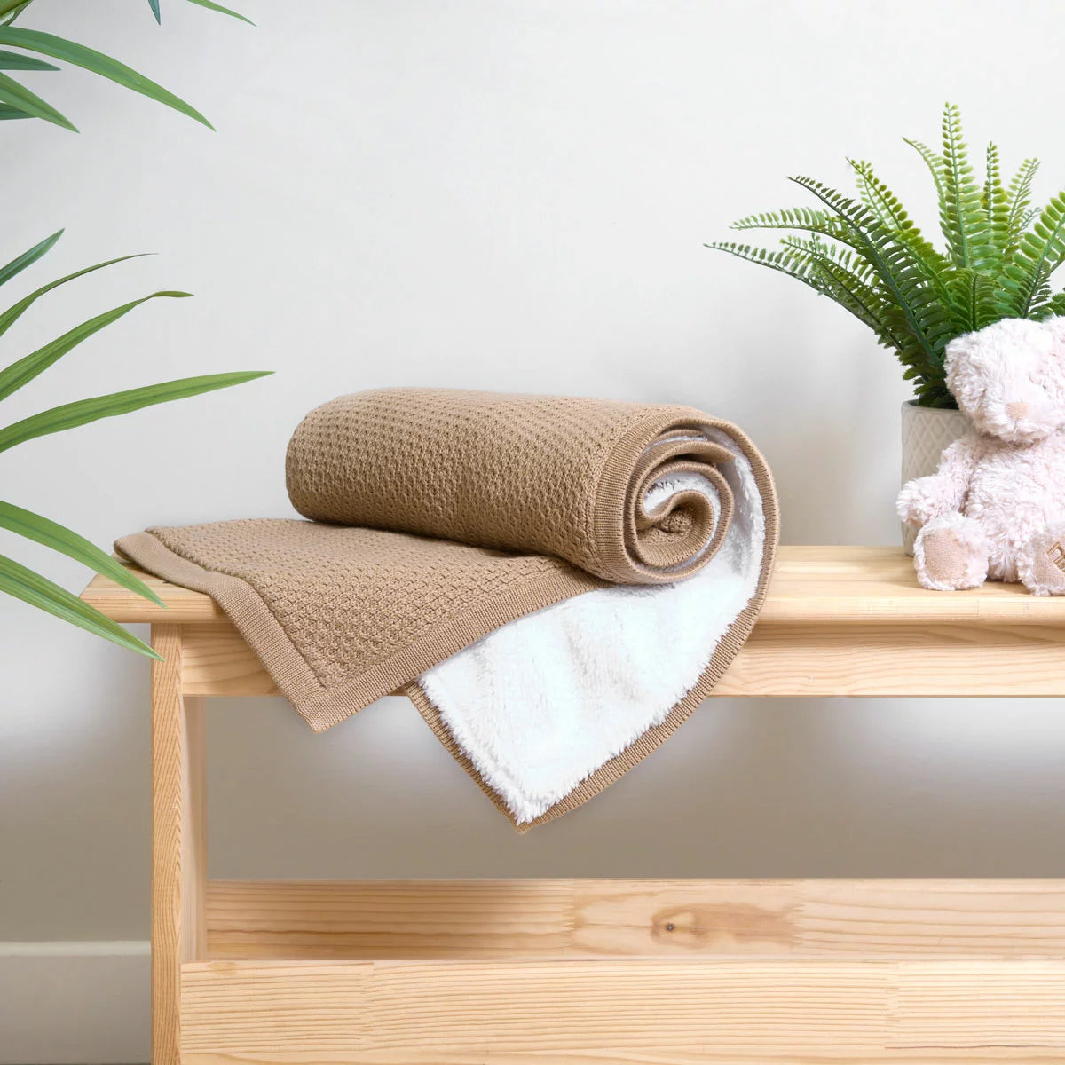 Clair De Lune Organic Cotton Sherpa Fleece Travel Blanket | Soft Organic Comfort | Babies & Toddlers On The Go