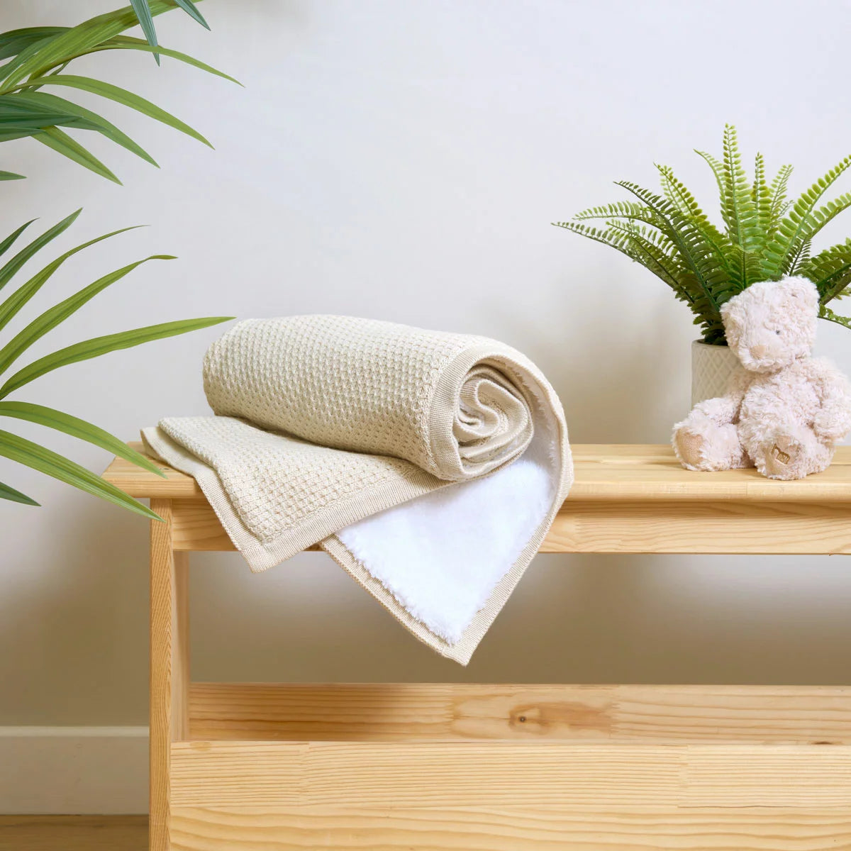 Clair De Lune Organic Cotton Sherpa Fleece Travel Blanket | Soft Organic Comfort | Babies & Toddlers On The Go