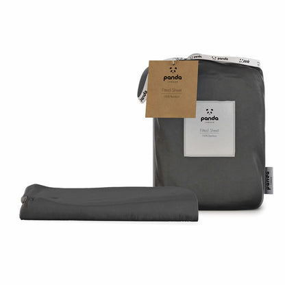 Panda 100% Bamboo Dark Grey Fitted Sheet – Breathable 32cm Deep Mattress Fit
