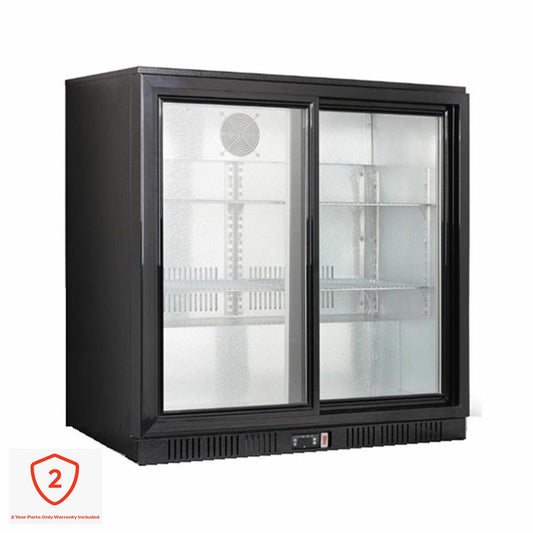 Contender RRG021 220L double sliding door bottle cooler in black