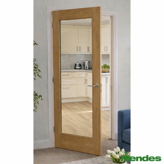 Mendes Oak Wiltshire 1 Light clear glazed prefinished internal door 35 mm
