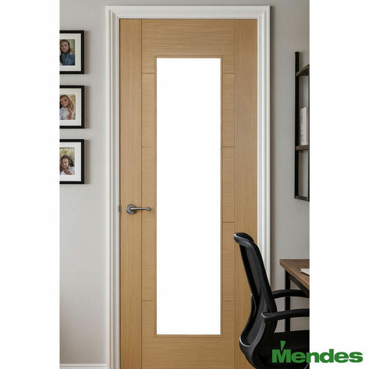 Mendes Oak Cotswold 1 Light clear glazed prefinished internal oak door