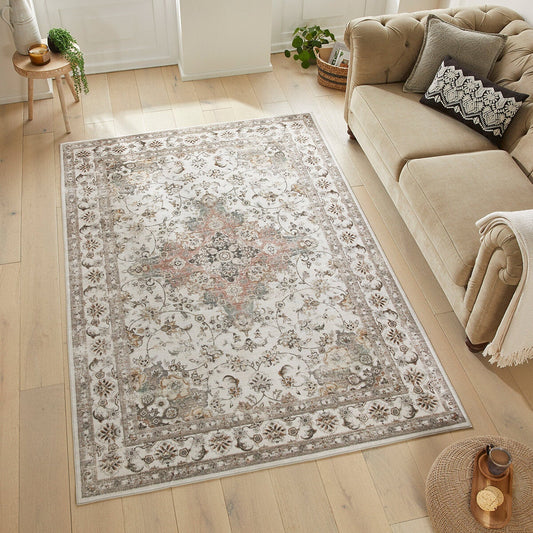 Concept Looms Liberty neutral washable rug with non-slip backing
