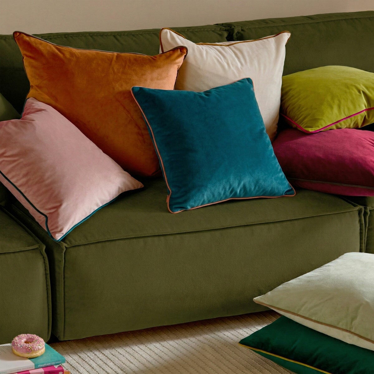 Furn Meridian velvet feather filled cushion 55 x 55 cm