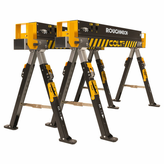 Roughneck Colt 600E steel sawhorse portable workstation 2 pack