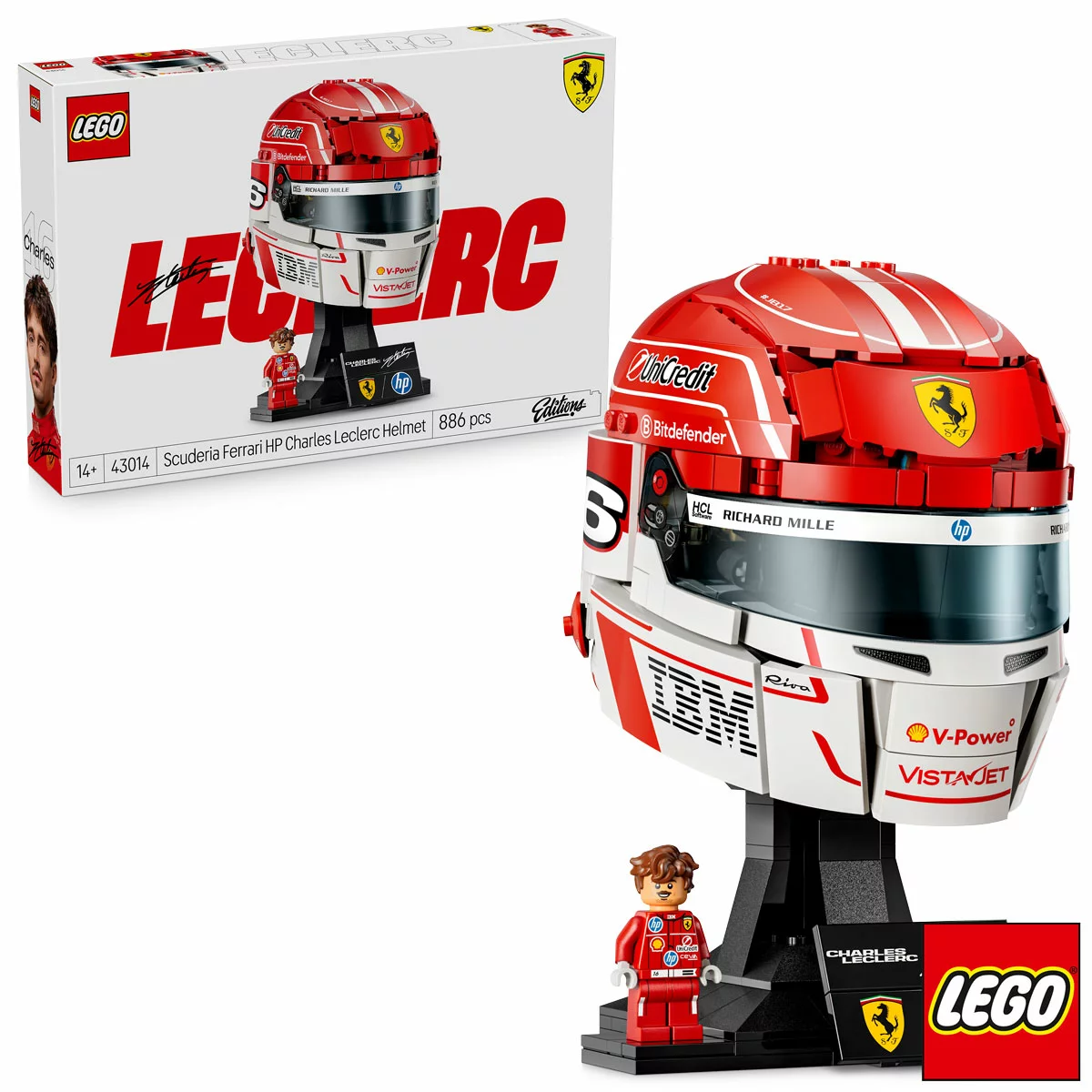 LEGO Editions Vehicles F1 Helmet Assortment – Formula 1 Replica Building Set with Minifigure