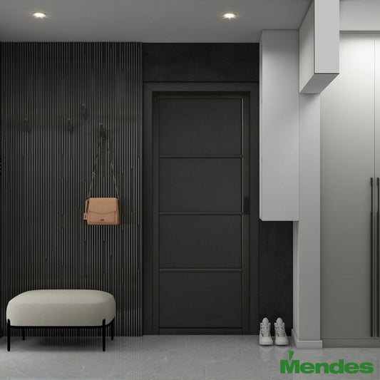 Mendes Rome black 4 panel industrial solid internal door