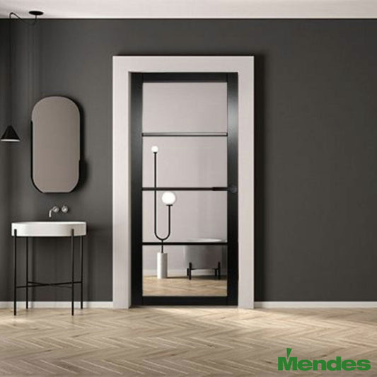 Mendes Rome black 4 light clear glazed industrial internal door