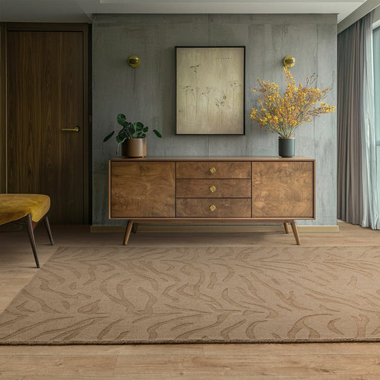 Asiatic Tigra hand carved wool rug mocha