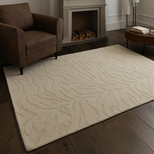Asiatic Tigra hand carved wool rug natural