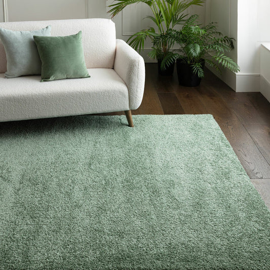 Asiatic Atlas shaggy rug sage green 45mm pile