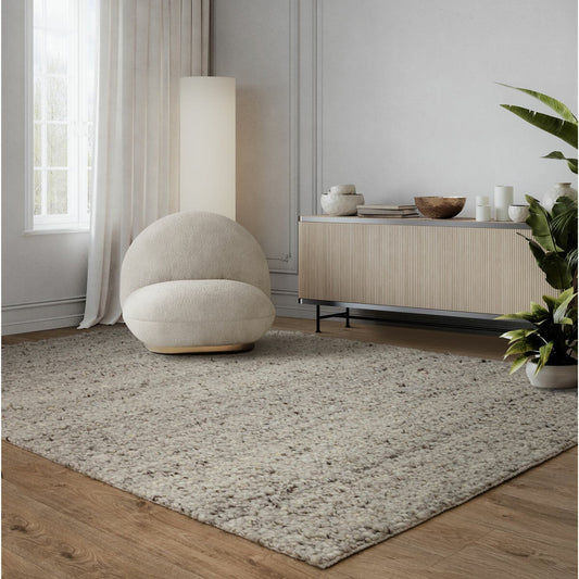 Asiatic Adler bouclé wool silver rug, hand woven, 12 mm pile