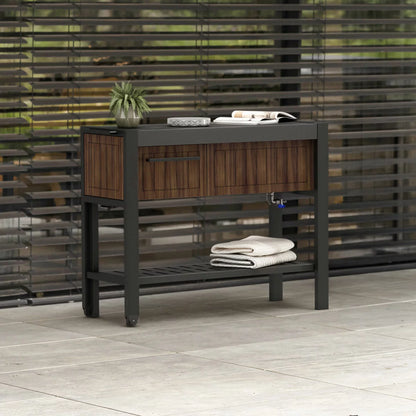 Keter Rosewood Expandable Garden Hosting Station | Effortless Outdoor Entertaining | Patio and Garden Hosts